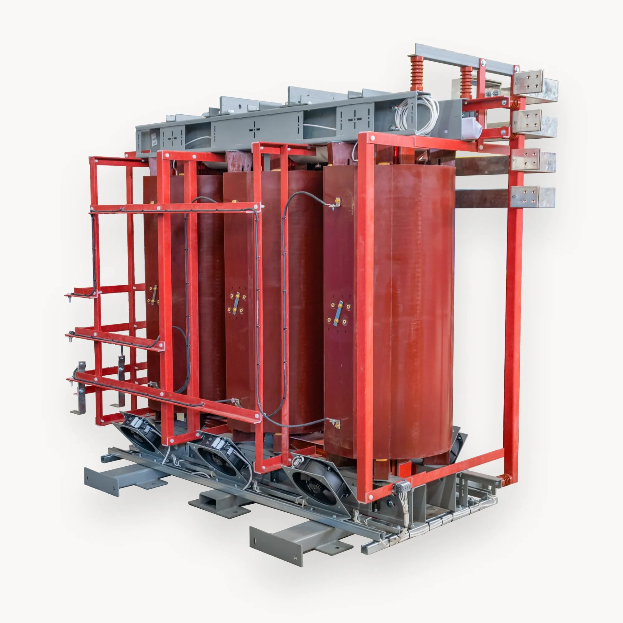 Cast coil transformer core and coil